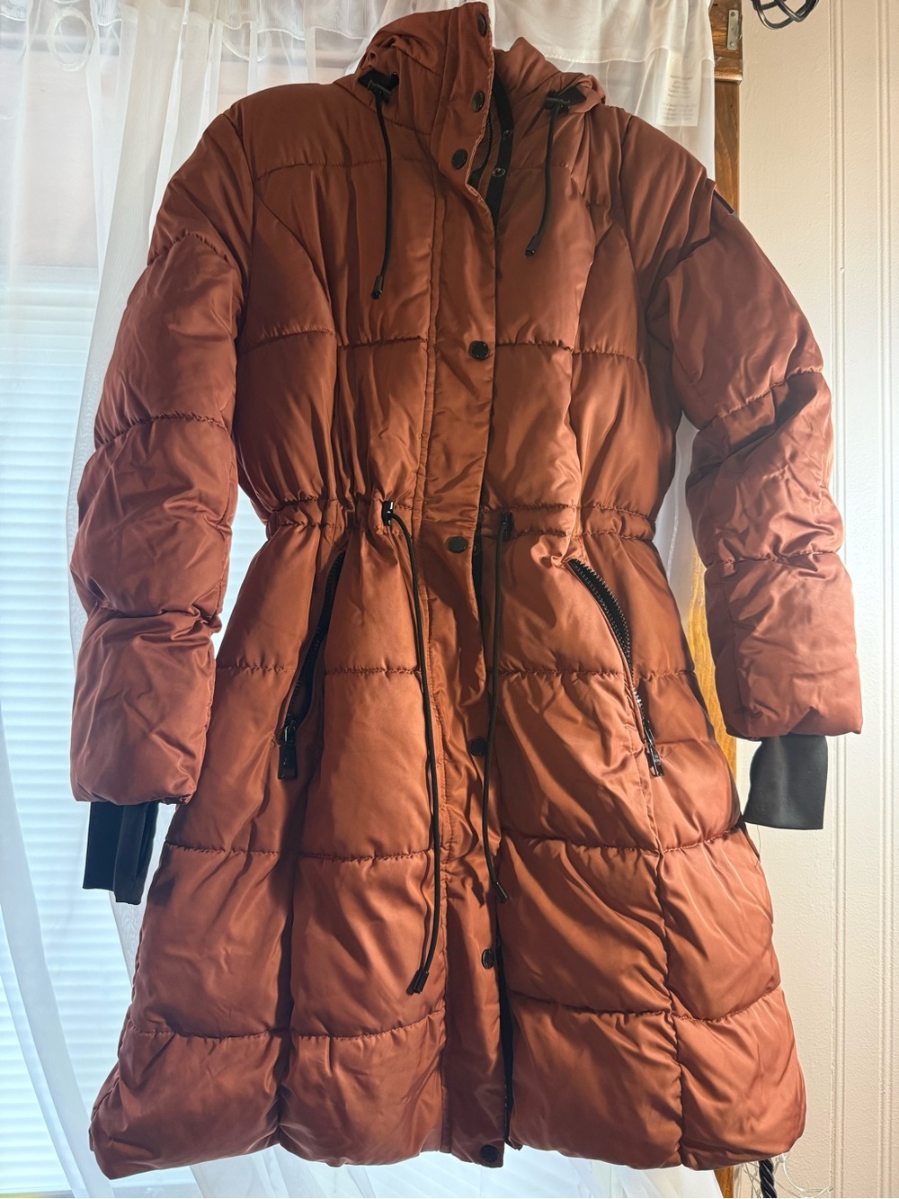 Steve Madden Women’s Rust Hooded Quilted Puffer Coat